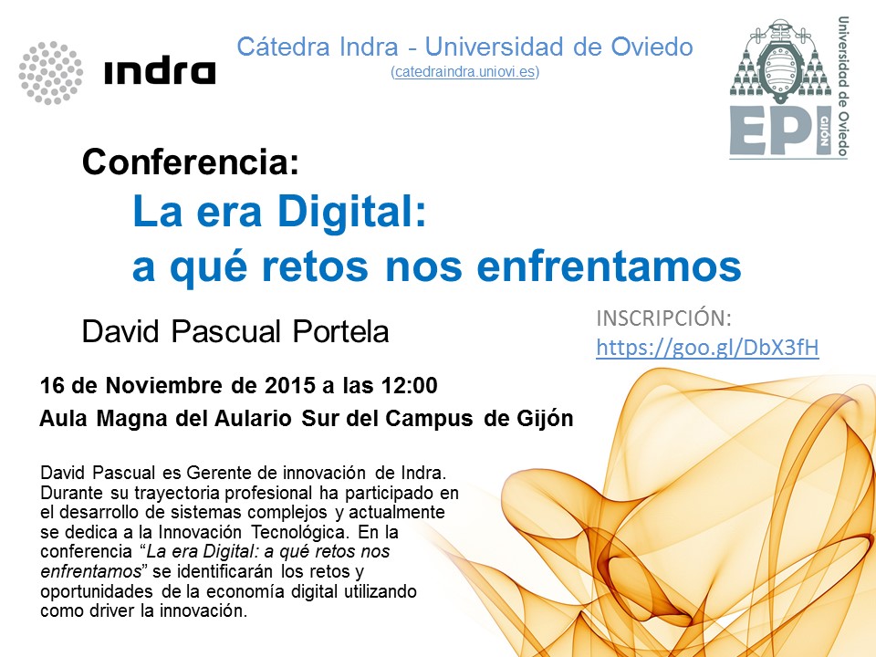 Cartel Conferencia La era Digital: a qué retos nos enfrentamos - David Pascual